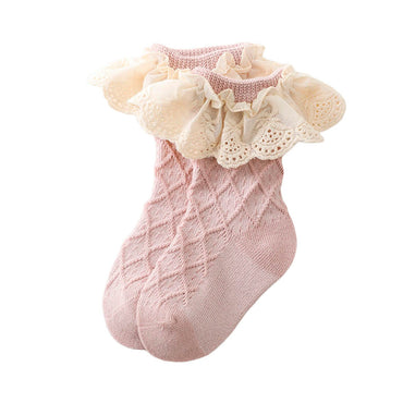 Vintage Lace Baby Socks Pink 0-12 M 