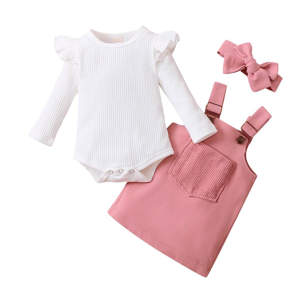 Pink Suspender Skirt Baby Set