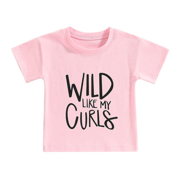 Wild Like My Curls Toddler Tee Pink 2T 