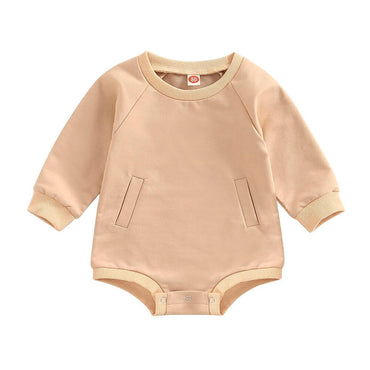 Long Sleeve Solid Baby Bodysuit Beige 3-6 M 