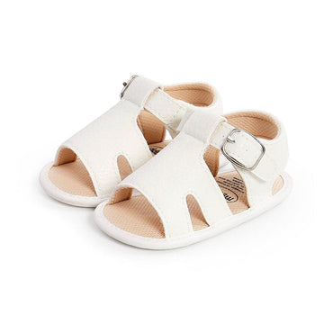 White Buckle Up Baby Sandals
