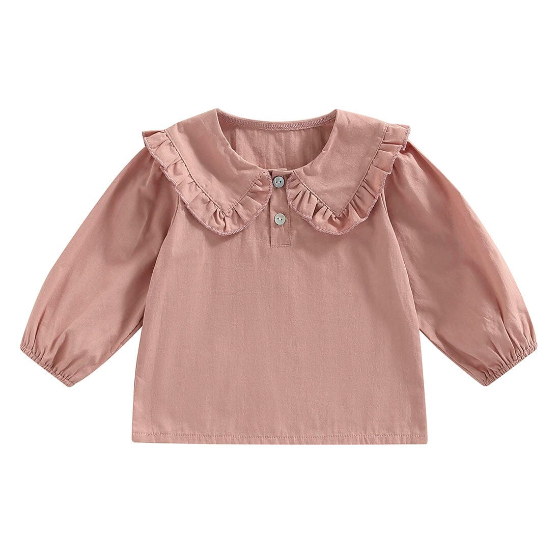 Solid Ruffled Collar Toddler Shirt Pink 9-12 M 