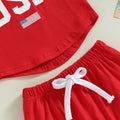 USA Sleeveless Red Shorts Baby Set   