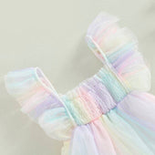 Rainbow Tulle Baby Romper   