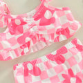Pink Floral Checkered Baby Swimsuit   