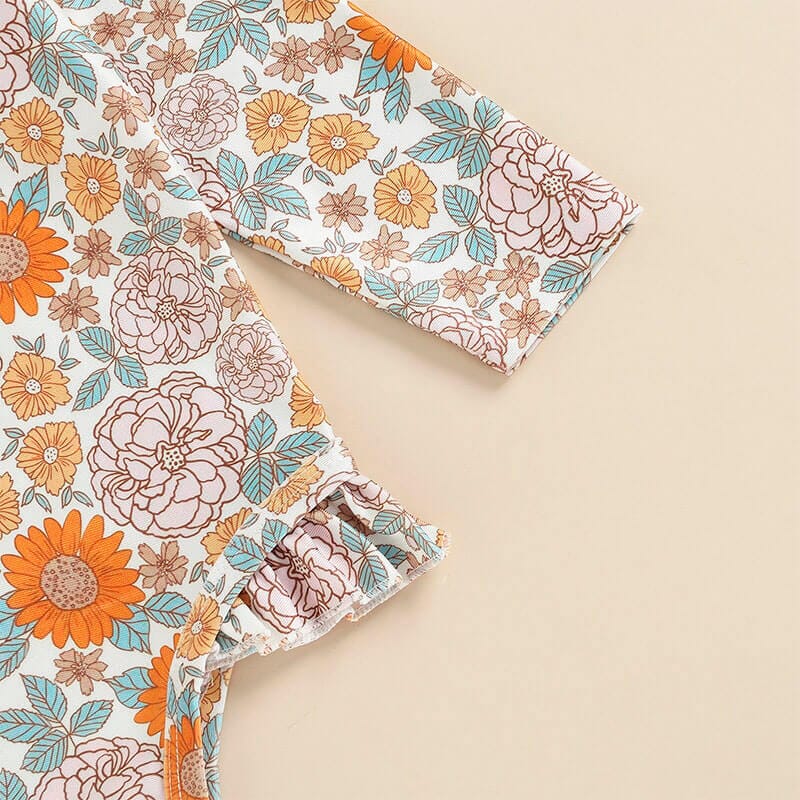 Floral Long Sleeve Toddler Swimsuit   
