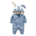 Bunny Hooded Baby Jumpsuit Blue 3-6 M 