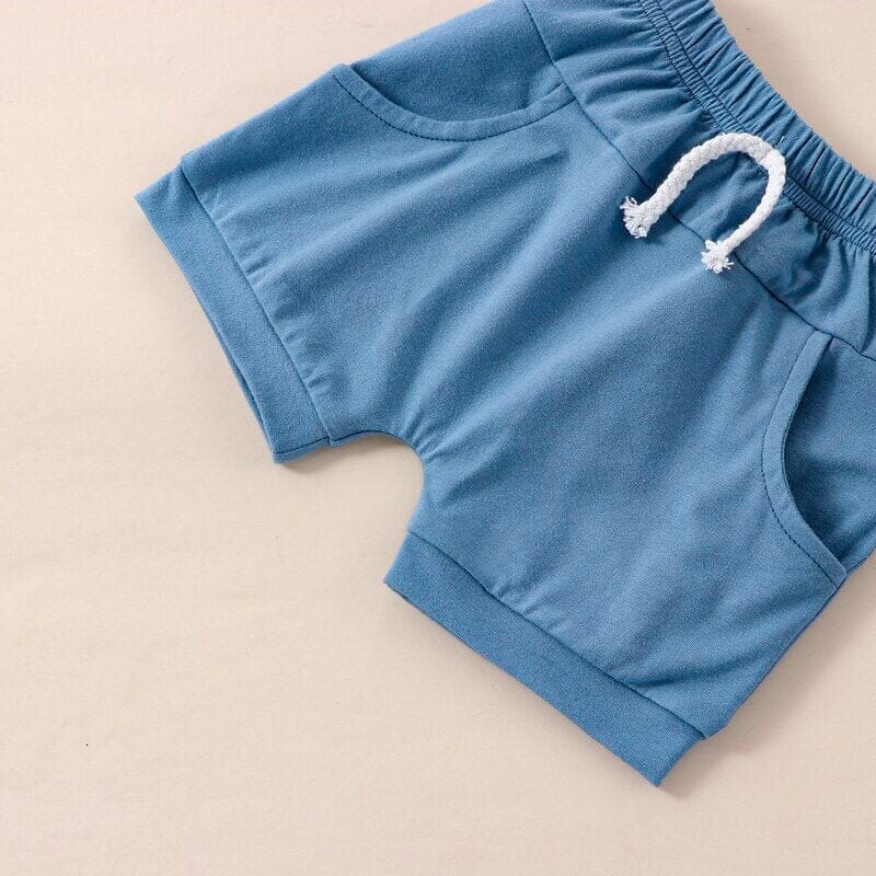 Sleeveless Blue Shorts Baby Set   