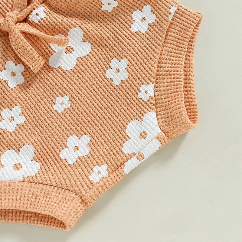 Short Sleeve Waffle Floral Baby Set