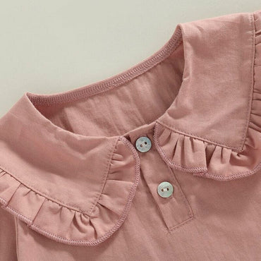 Solid Ruffled Collar Toddler Shirt   