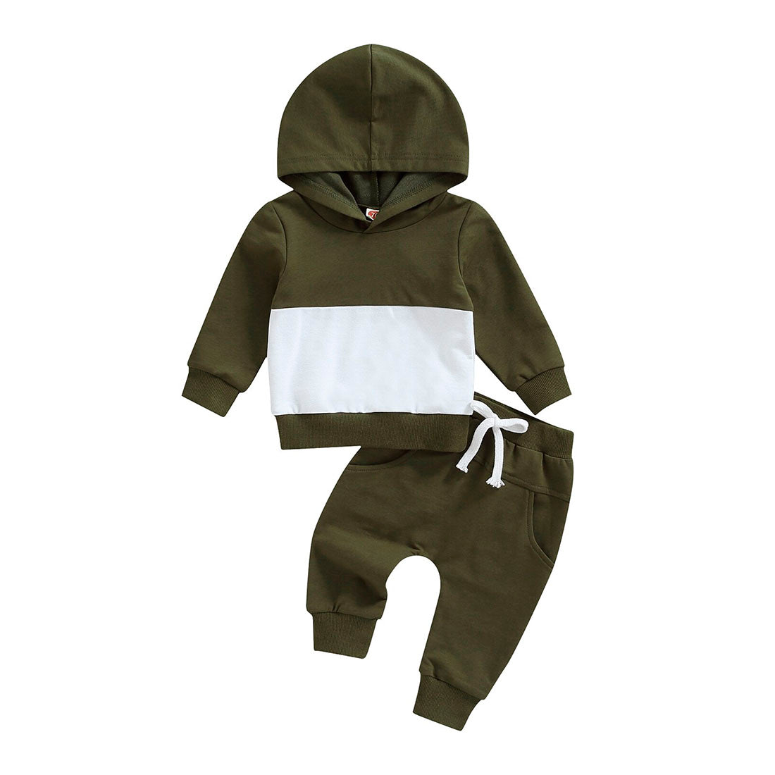 Solid Pants Hooded Toddler Set Green 9-12 M 