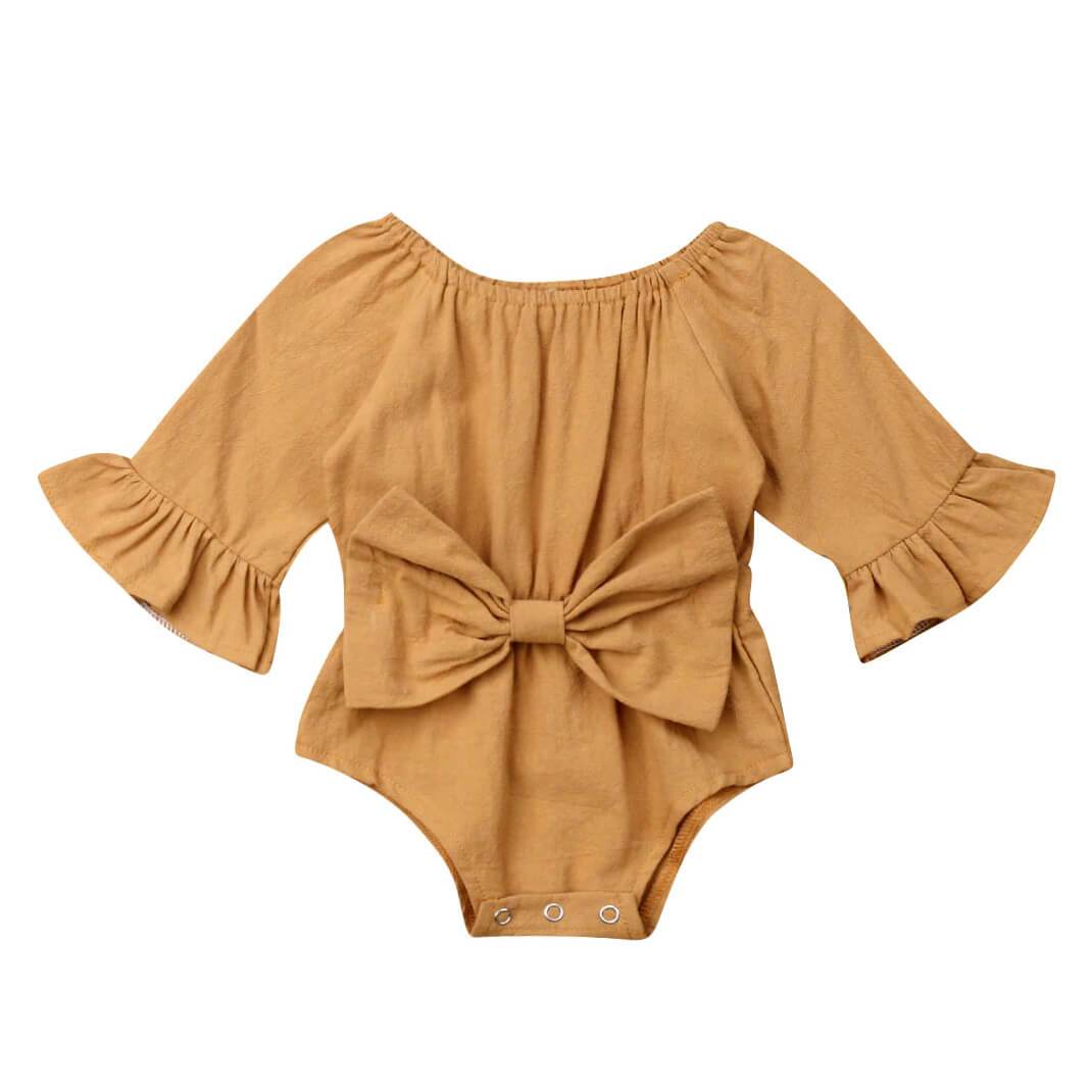 Long Sleeve Bow Romper - The Trendy Toddlers