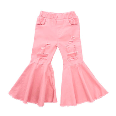 Pink Ripped Flared Toddler Pants   