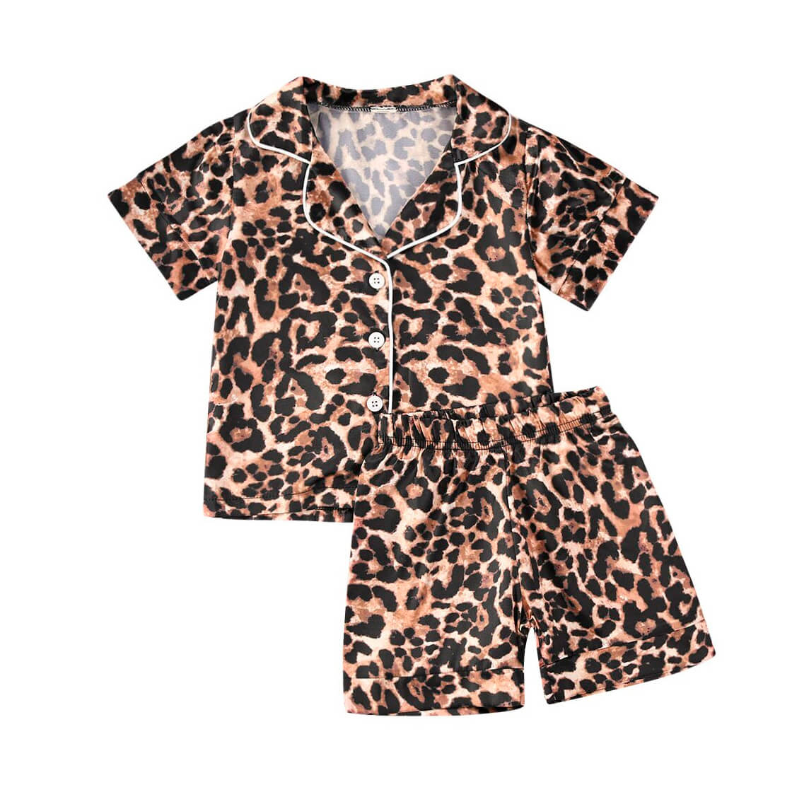 Short Sleeve Leopard Toddler Pajama Set   
