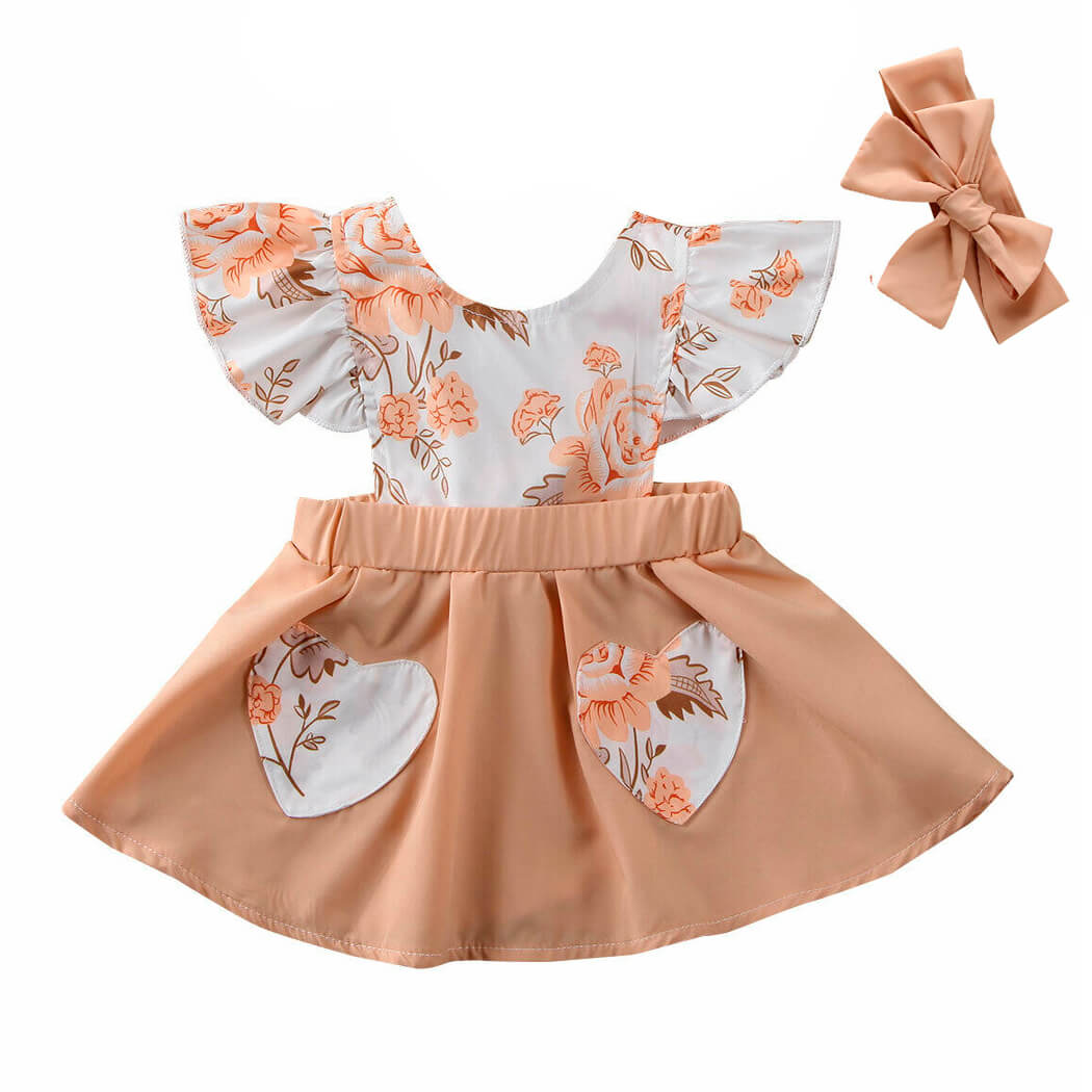 Floral Hearts Tutu Baby Dress   