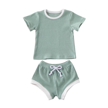 Ribbed Solid Baby Set Green 12-18 M 
