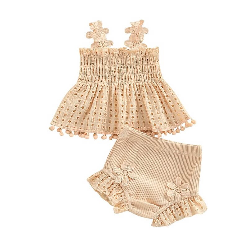 Solid Pleated Baby Set