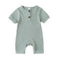Short Sleeve Ribbed Baby Romper Green 6-9 M 