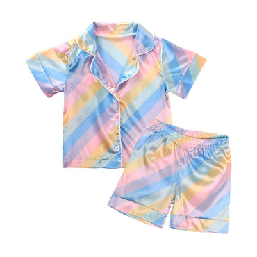 Short Sleeve Rainbow Toddler Pajama Set 2T  