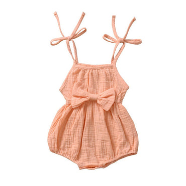 Straps Bow Solid Baby Romper Pink 12-18 M 