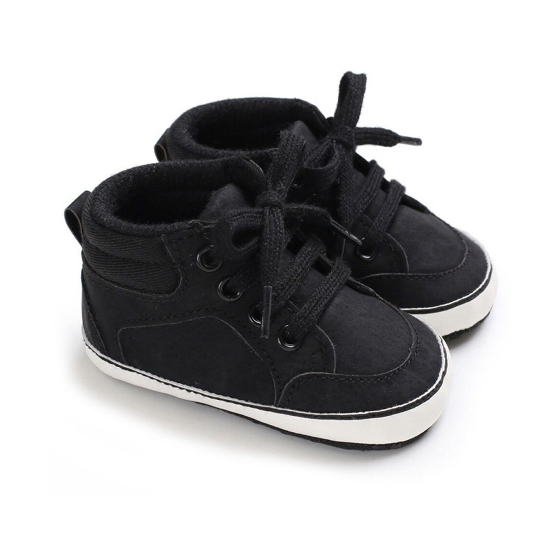 Black Anti Slip Leather Baby Shoes
