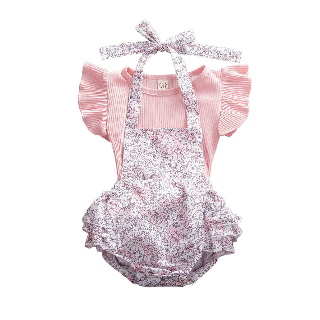 Baby Girl Pastel Halter Floral 2-Piece Outfit Set – The Trendy Toddlers
