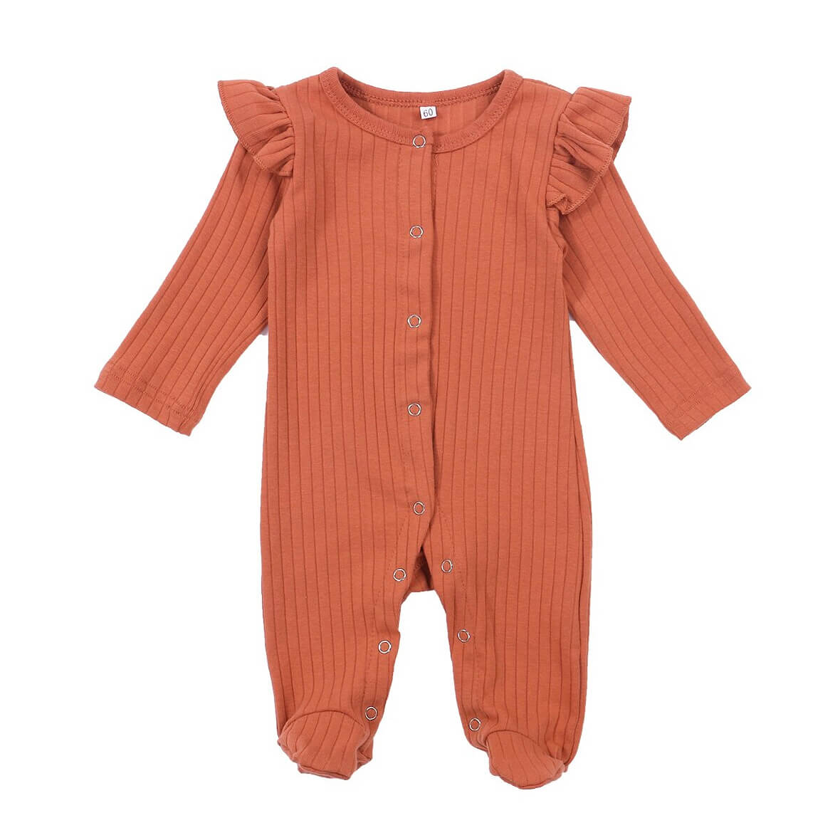 Long Sleeve Ruffle Footed Baby Jumpsuit Red 0-3 M 