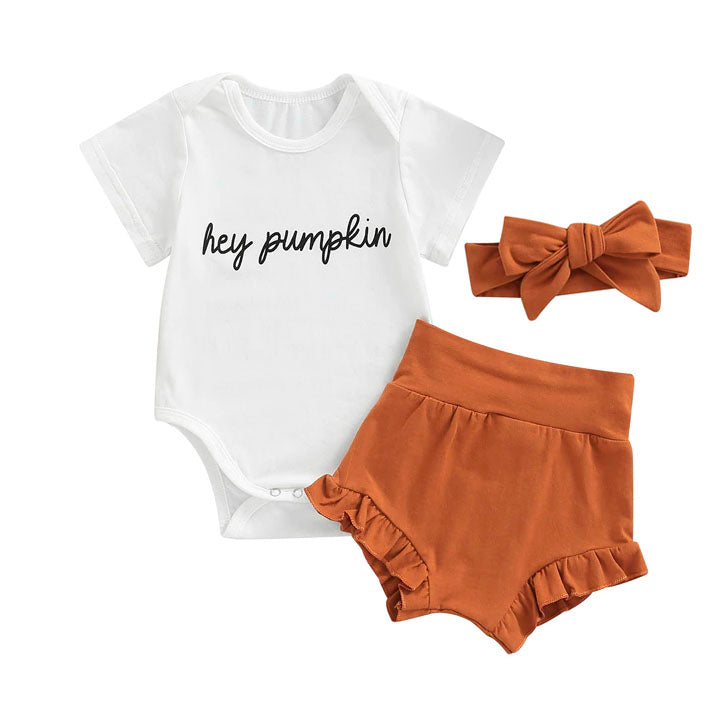 Hey Pumpkin Solid Shorts Baby Set