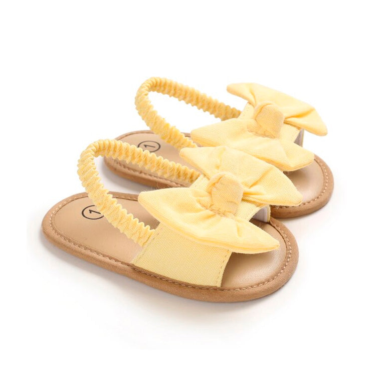 Solid Bowknot Baby Sandals Yellow 1 