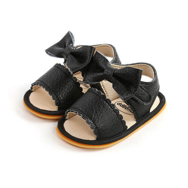 Solid Bow Baby Sandals Black 5 