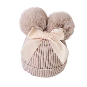 Pompom Knitted Hat Beige  