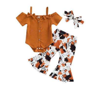 Brown Flared Cowgirl Baby Set