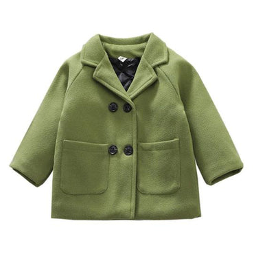 Solid Double Breasted Toddler Jacket Green 5T 