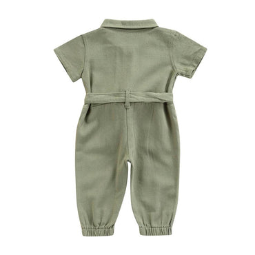 Solid Collar Toddler Jumpsuit   