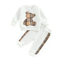 Plaid Bear Sweatshirt Baby Set   