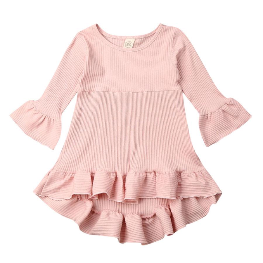 Ribbed Solid Toddler Dress Pink 9-12 M 