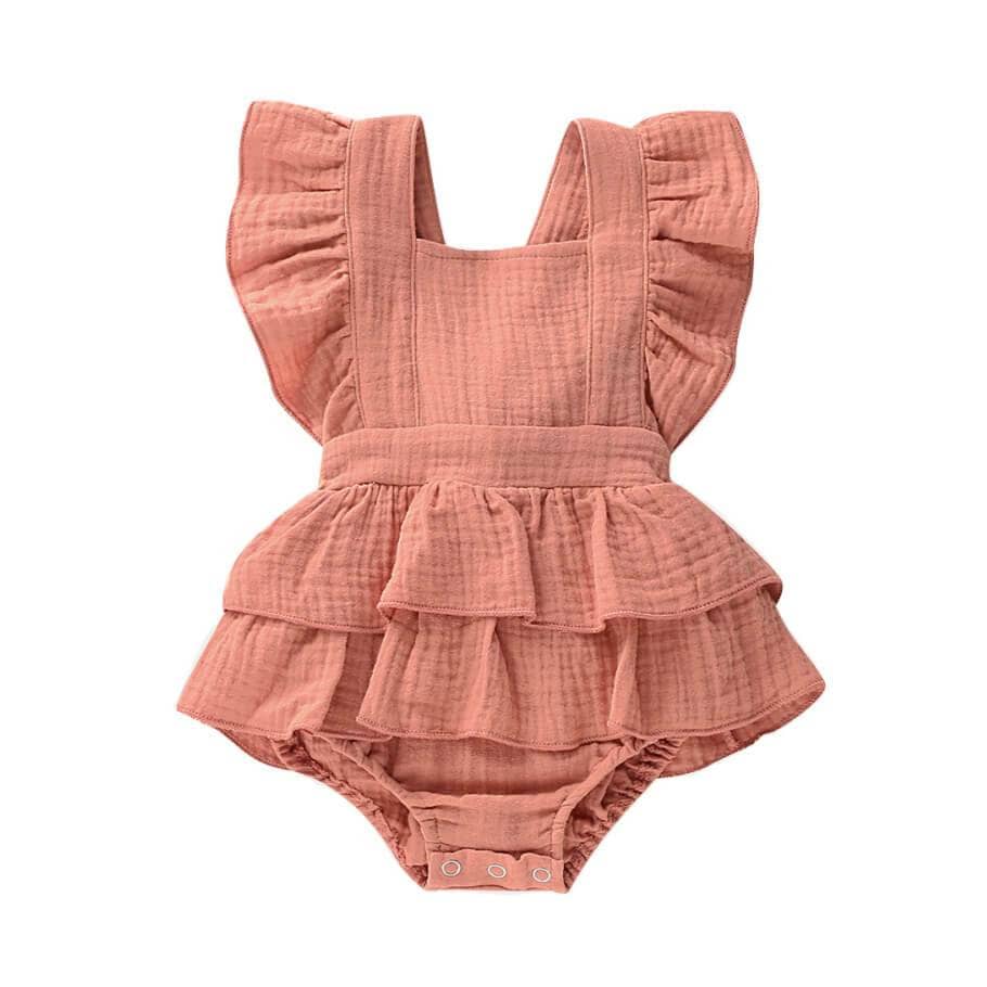 Baby Girl Solid Ruffled Romper – The Trendy Toddlers