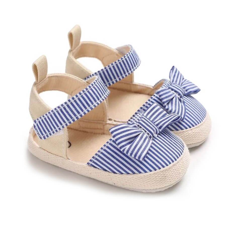 Striped Bowknot Baby Sandals Blue 3 