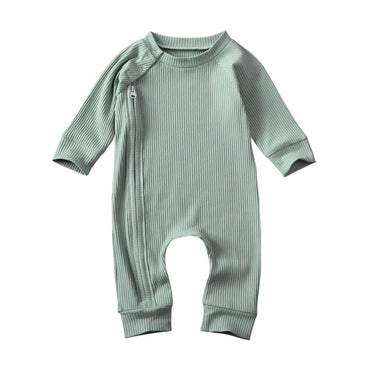 Long Sleeve Zipper Baby Jumpsuit Green 3-6 M 