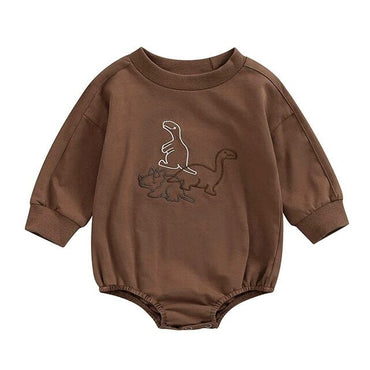 Long Sleeve Dino Baby Bodysuit Brown 0-3 M 