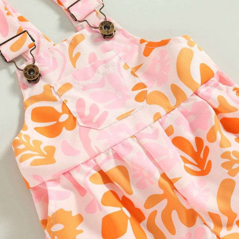 Pink Top Floral Suspender Toddler Set