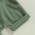 Ribbed Pocket Solid Shorts Baby Set   