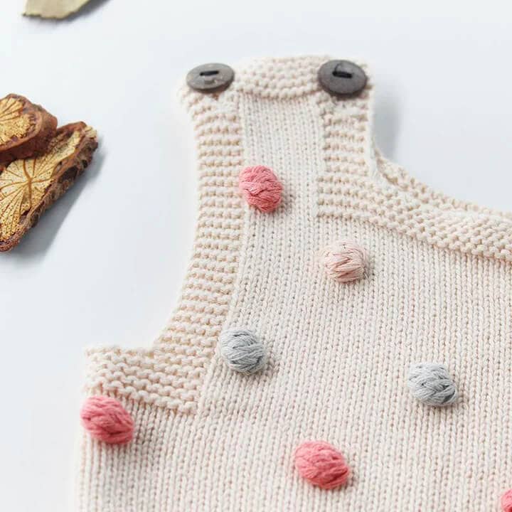 Pom Pom Knitted Baby Romper   