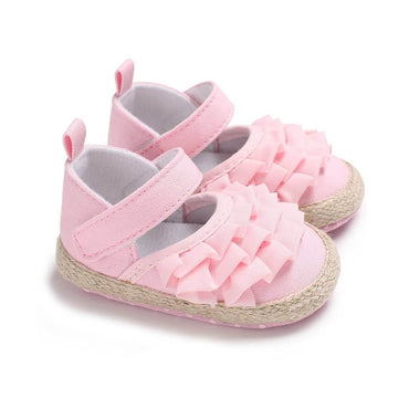 Ruffle Solid Baby Shoes Pink 5 