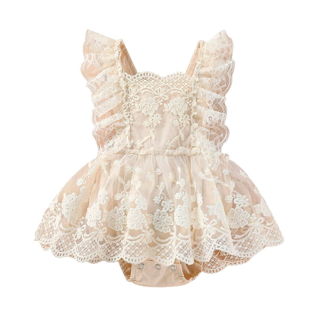 Baby Girl Off Shoulder Vintage Lace Romper – The Trendy Toddlers