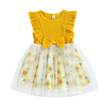 Sunflower Ribbed Toddler Dress