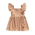 Solid Knitted Buttons Baby Dress
