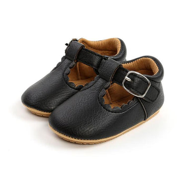 Solid Buckle Baby Shoes Black 1 