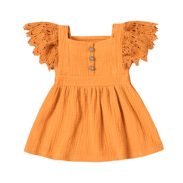 Solid Lace Sleeve Baby Dress