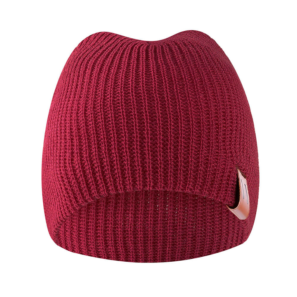 Knitted Solid Beanie Burgundy Red  